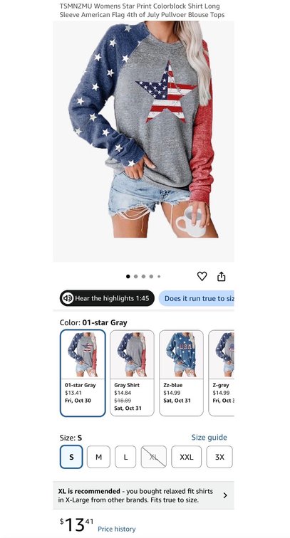 TSMNZMU Women's Star Print Colorblock Top, Size S - Est. Retail $13.41