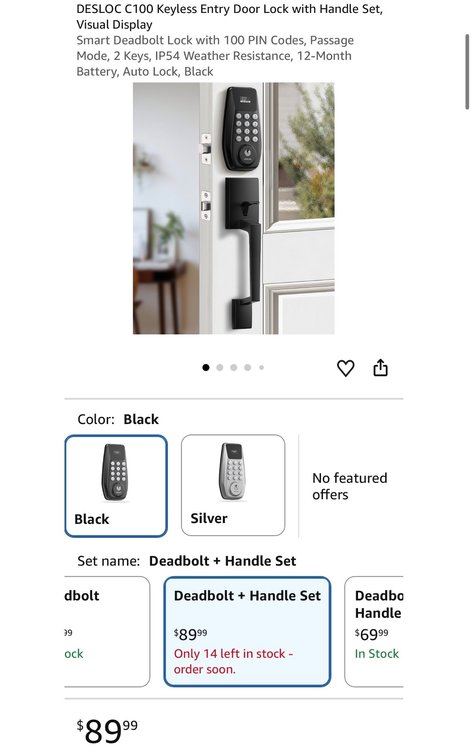 DESLOC C100 Keyless Entry Door Lock Set - Est. Retail $89.99