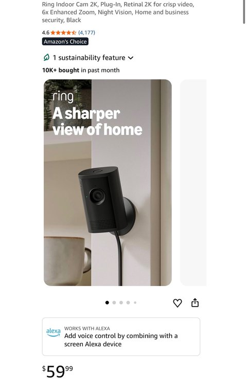 Ring Indoor Cam 2K Plug-In Security Camera, Black - Est. Retail $59.99