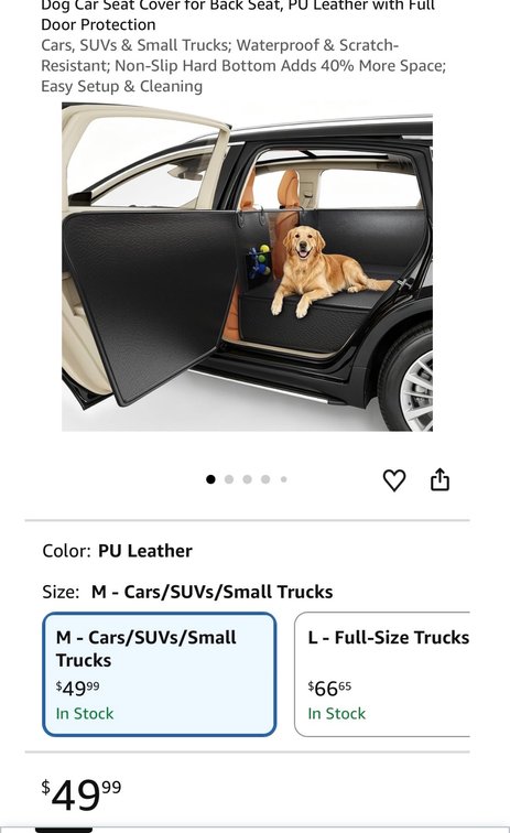 PU Leather Dog Car Seat Cover, Size M - Est. Retail $49.99