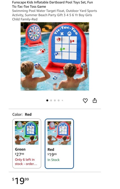 Funscape Inflatable Dartboard and Tic-Tac-Toe Pool Game Float