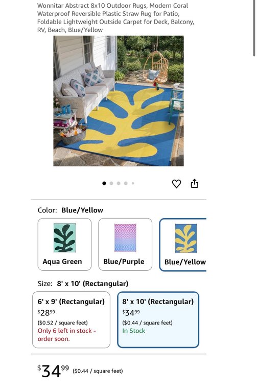 Wonnitar 8x10 Abstract Outdoor Rug - Est. Retail $35