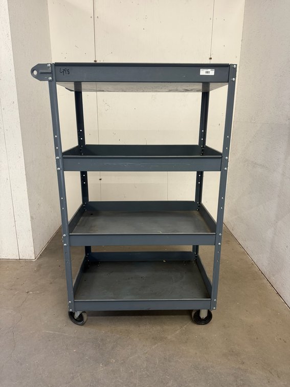 Gray Steel Four-Shelf Rolling Utility Cart