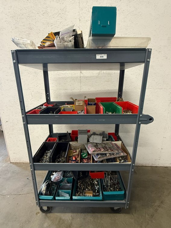 Four-Shelf Rolling Utility Cart with Hardware and Organizers