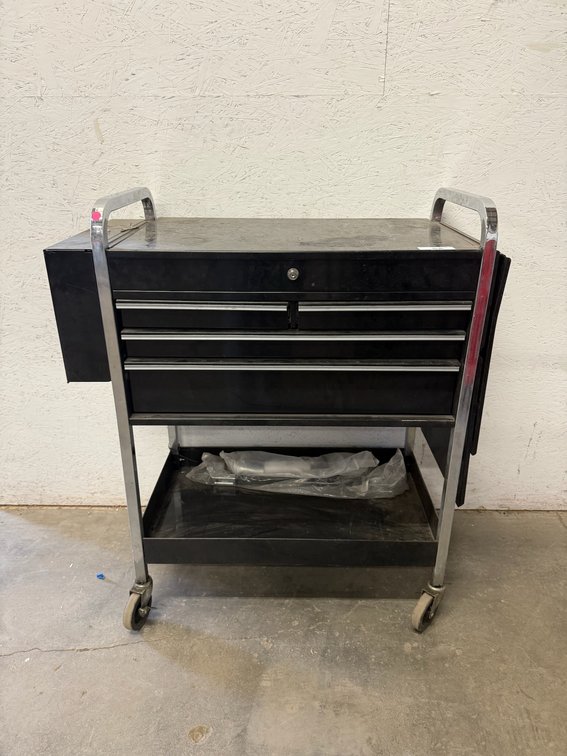 Black Metal Rolling Tool Cart with Drawers