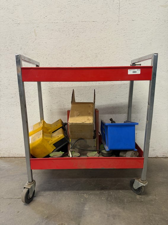 Two-Tier Rolling Utility Cart with Machine Tooling and Vise