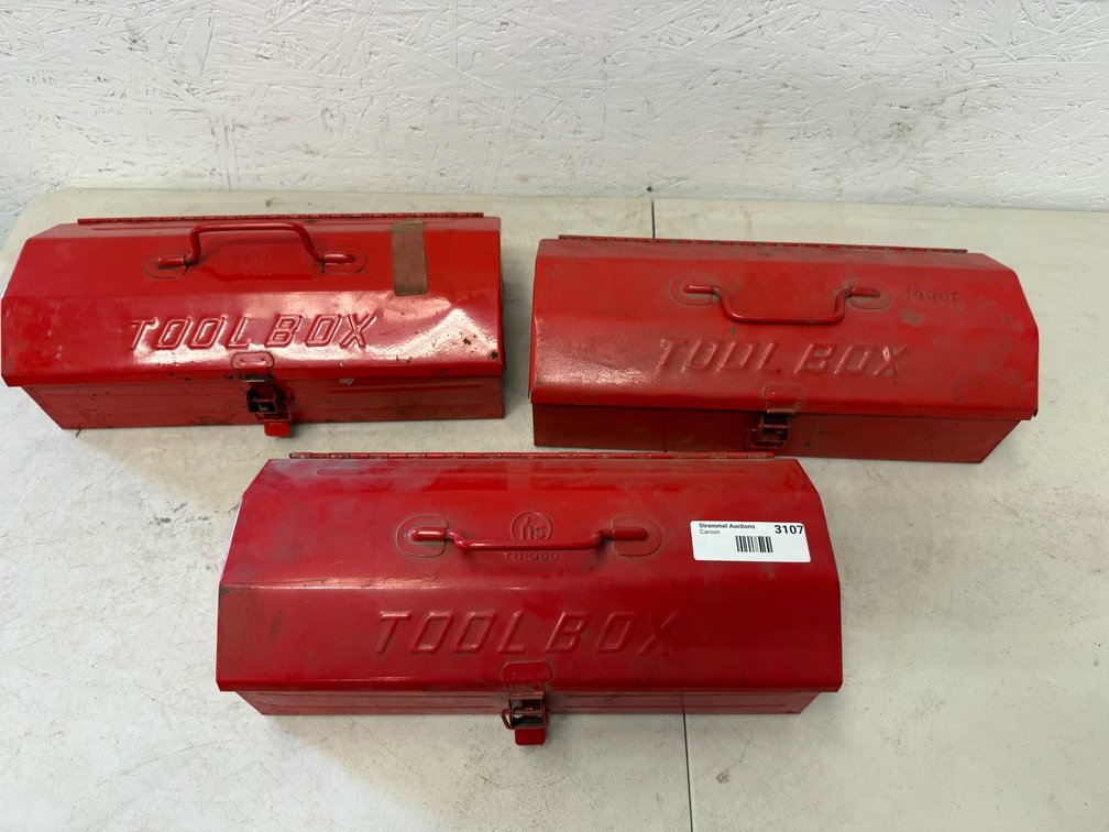 Red Metal Toolboxes with Machining Tooling and Loc-Line Components