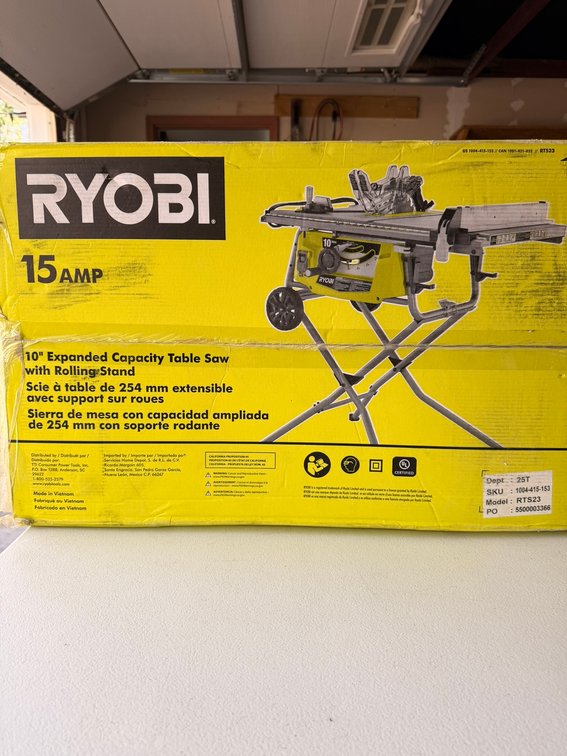 RYOBI 10 in. 15 Amp Table Saw with Folding Stand