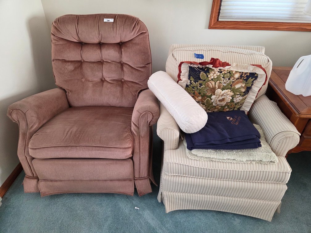 Mauve Recliner- Cream Colored Arm Chair