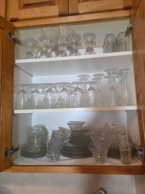Contents of Upper Mose Easterly Cabinet in Kitchen