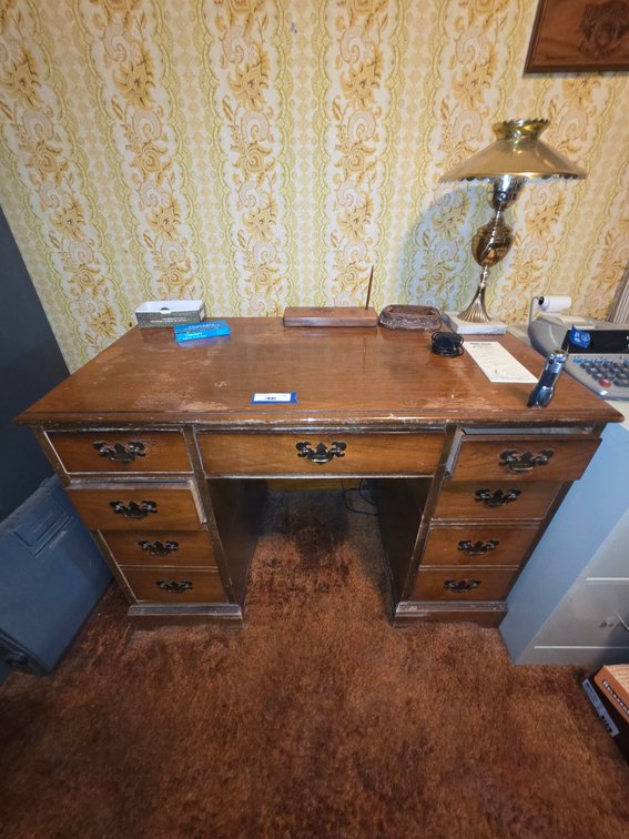 Wooden Office Desk (42"Wx22"D) -Lamp