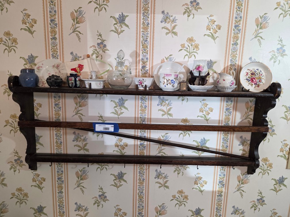 Wall Shelf W/ Glassware (37Wx17H)
