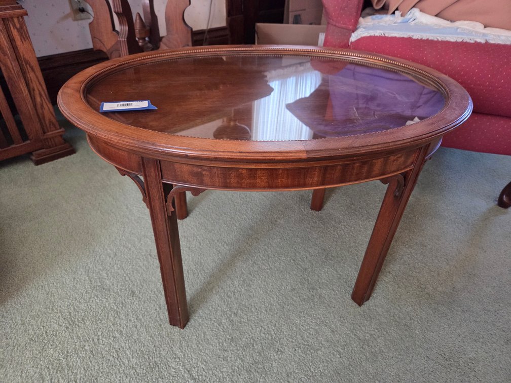 Oval Glass Top Coffee Table (29x21)