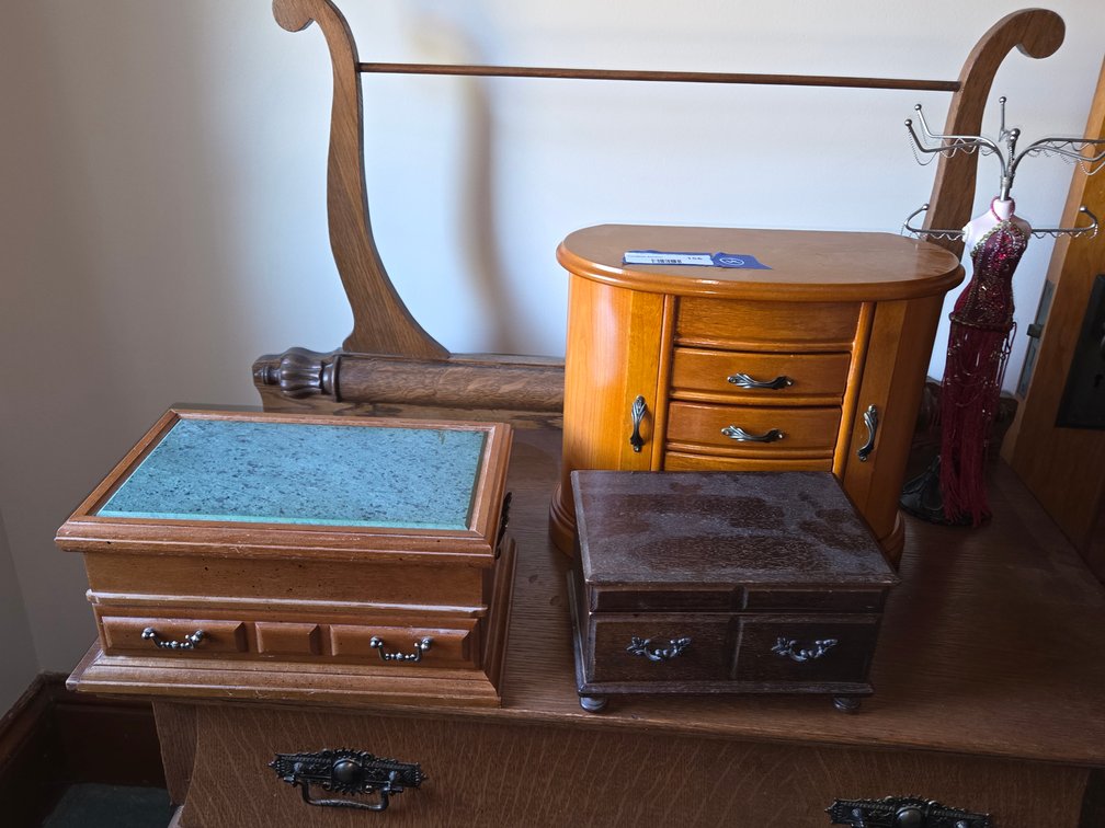 3 Jewelry Boxes and Hanging Necklace Hanger