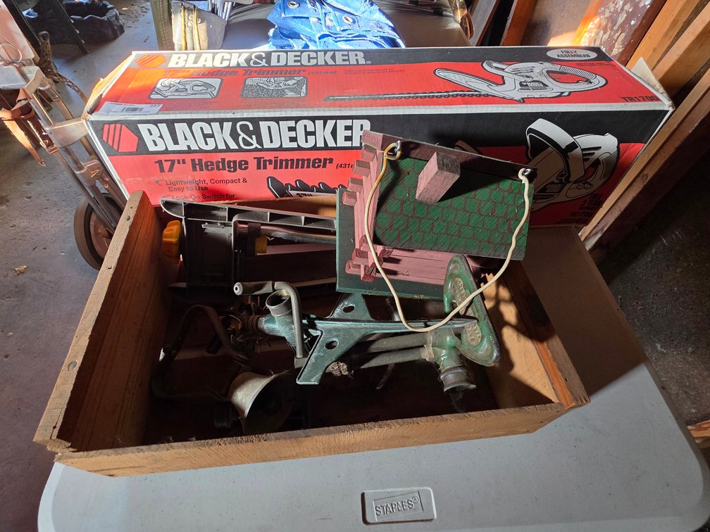 B&D Electric Hedge Trimmer-Sprinkler-Bird House
