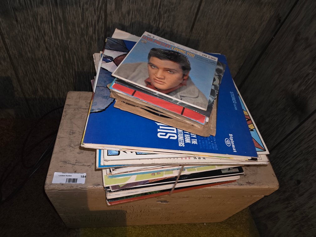 Records with Wooden Box