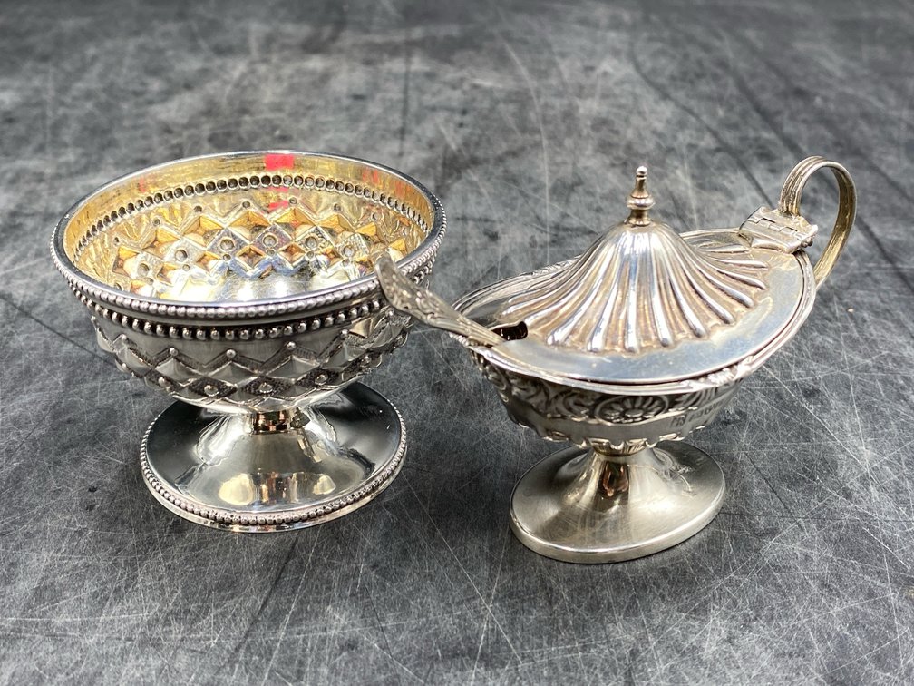 Ornate British Sterling Salt Cellars Lot of 2