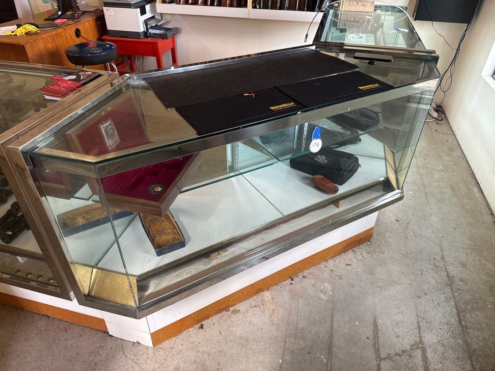 Heavy Duty Glass Store Display Case - Corner Unit - Locking  60"L x 23"W x 40"H
