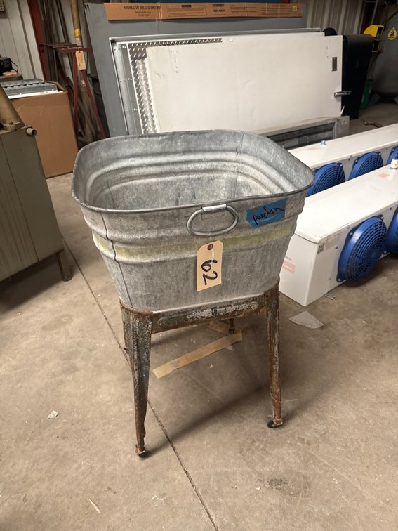 Square Galvanized Wash Tub on Stand