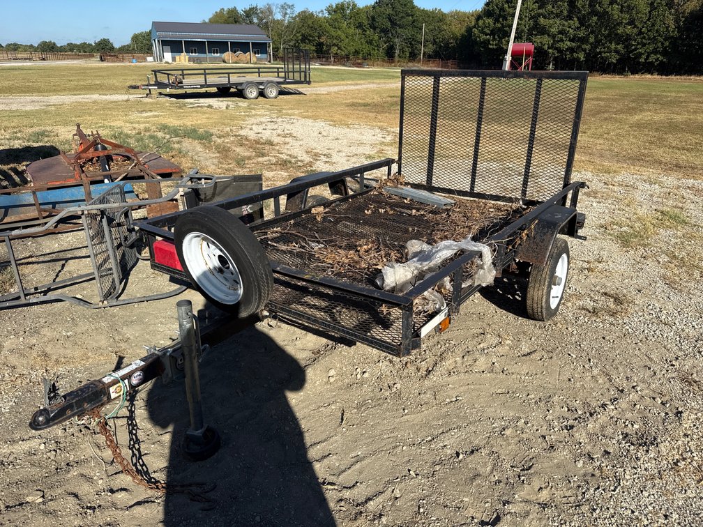 Bumper Pull Single Axle Trailer w/Expanded Metal Floor & Drop Down Gate