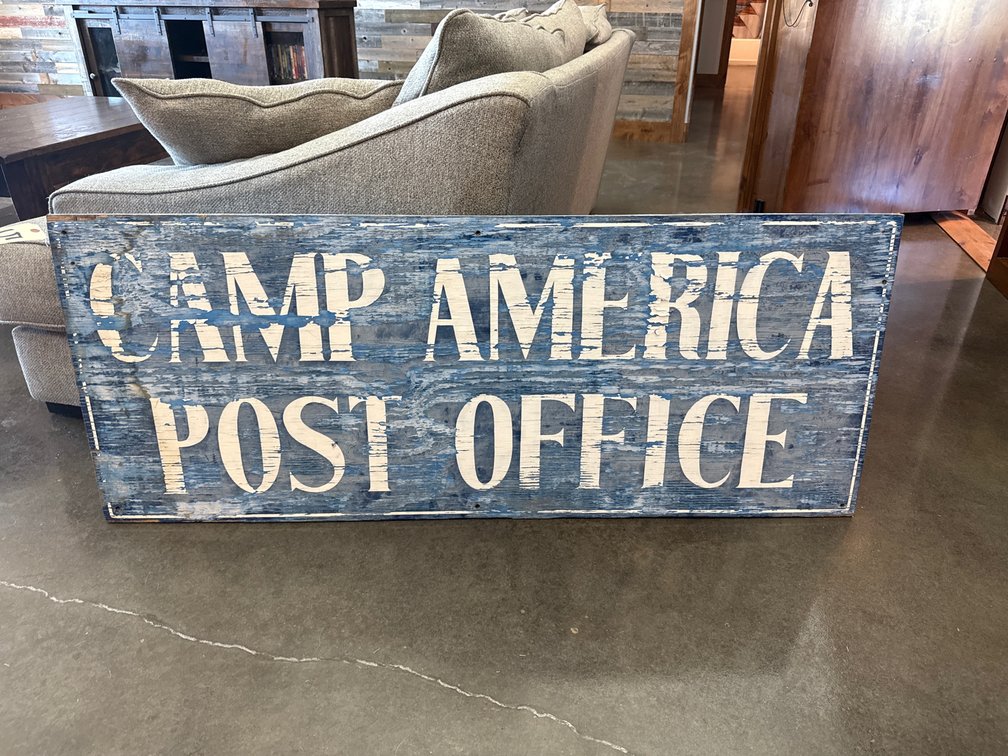 Wooden Sign "Camp America Post Office" 60"x24" - Sign was made