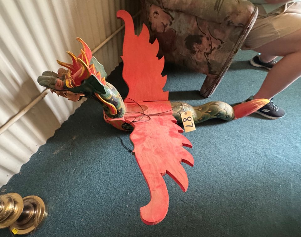 Flying Wooden Dragon Figure