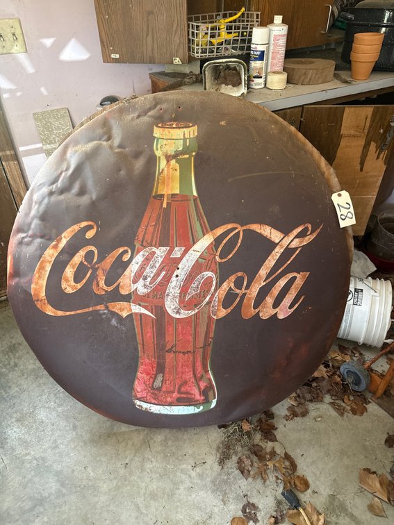 Round Metal Coca Cola Button Sign 48"Dia
