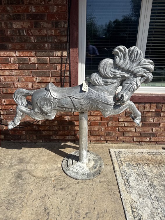 Cast Aluminum Carousel Horse on Coca Cola Stand