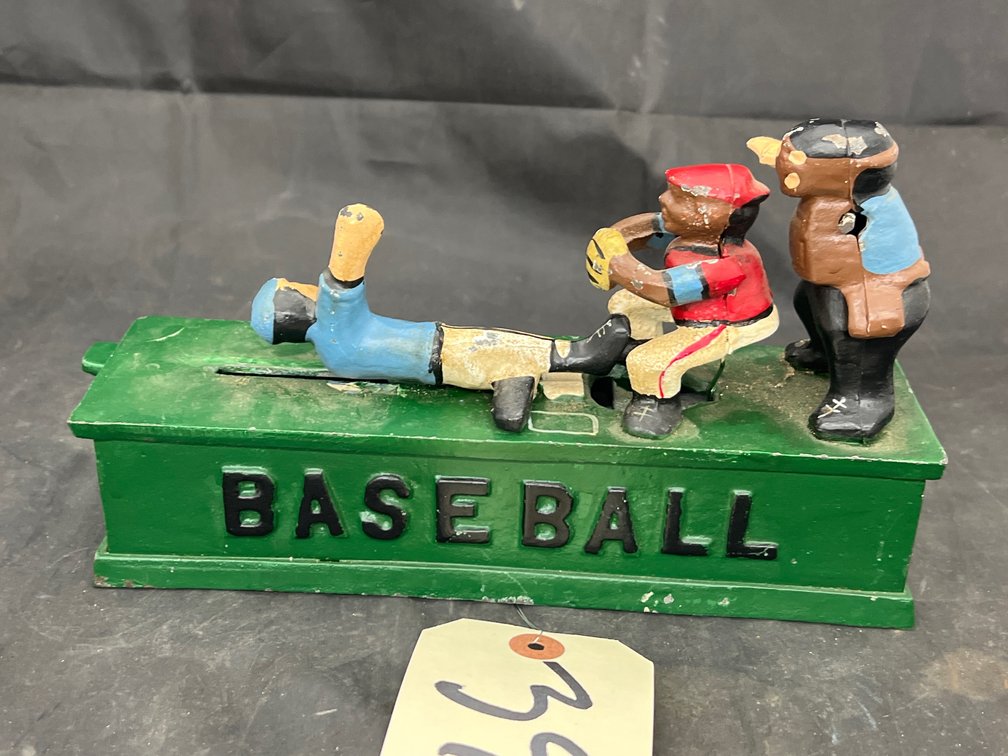 Cast Iron Baseball Coin Bank - As Is