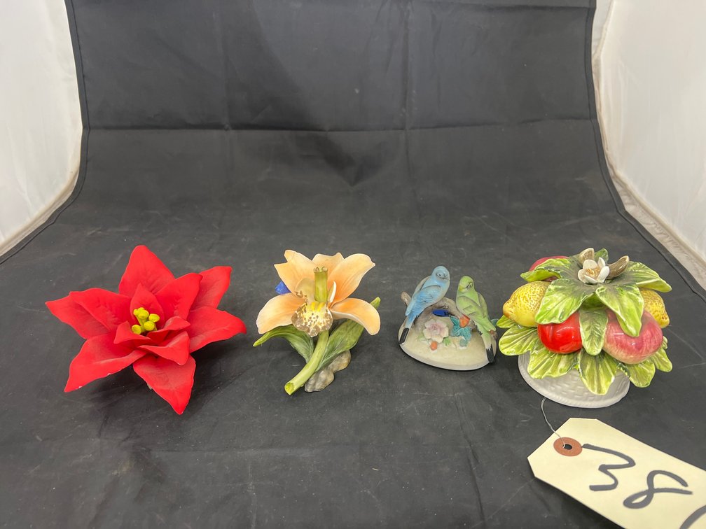 4 Pcs - Porcelain Flowers & Birds