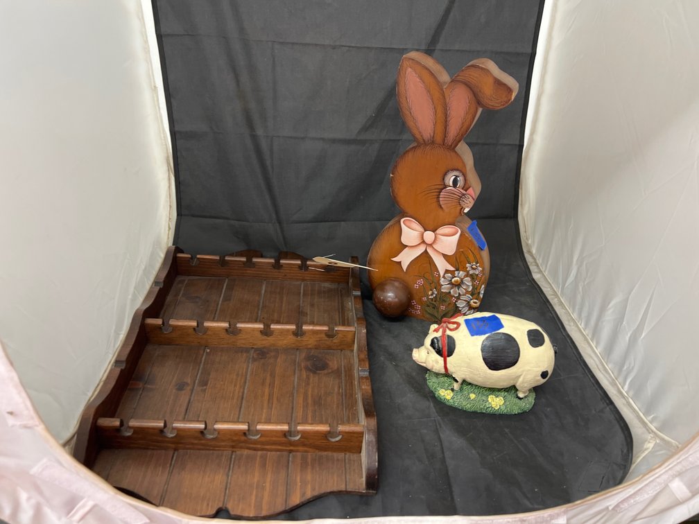 3 Pcs - Wooden Spoon Rack - Wooden Rabbit Figure & Piggy
