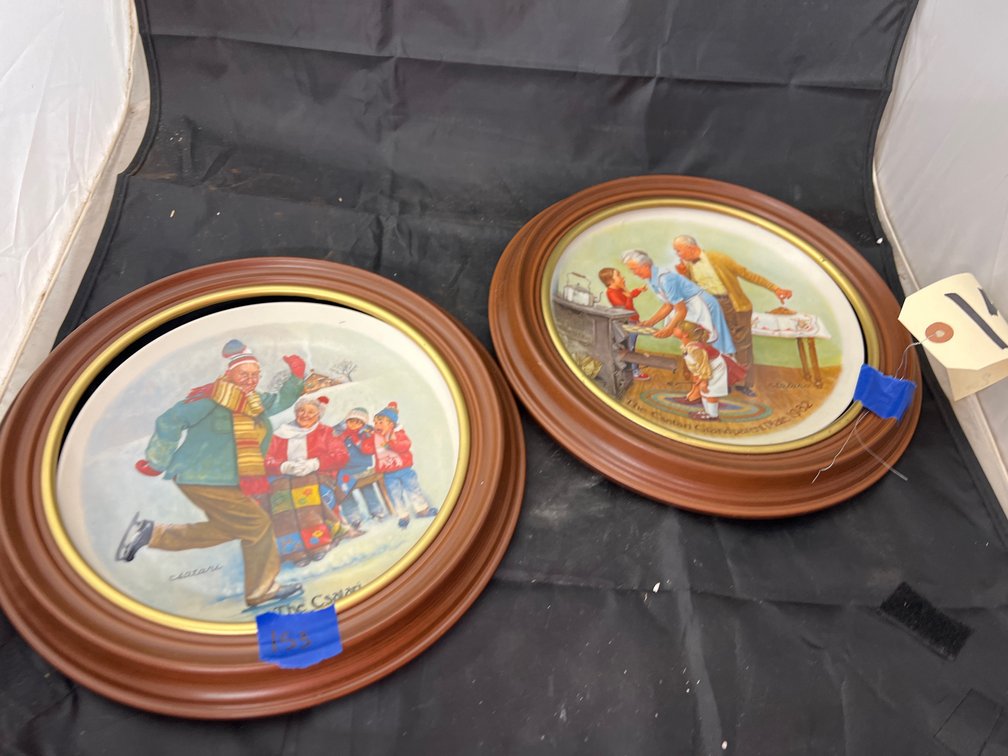 2 - Framed Decorative Plates 11"Dia