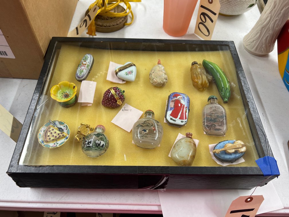 Display of Assorted Snuff Bottles - Trinkets  & More
