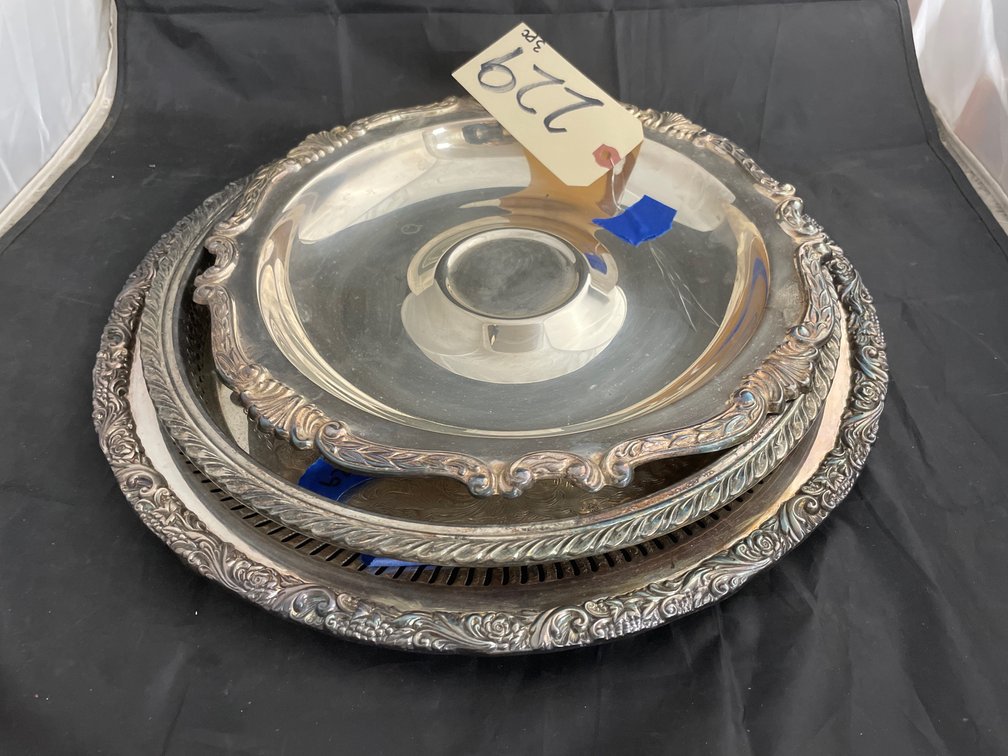 3 Pcs - Webster Wilcox Silver Toned Tray - Silver Toned Tray &