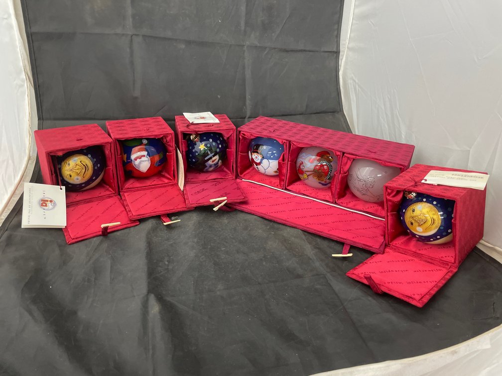 5 PC Hand Painted  Glass Ornaments