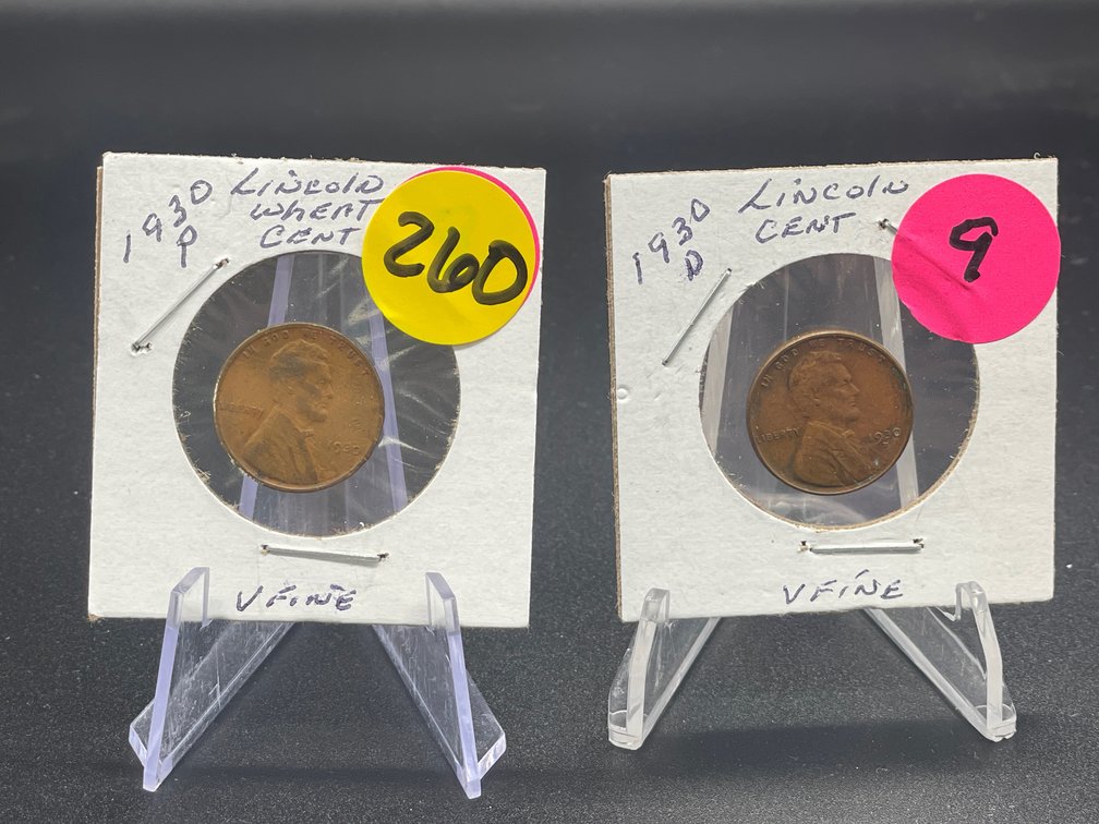 2 - Lincoln Wheat Pennies 1930 P&D Very Fine