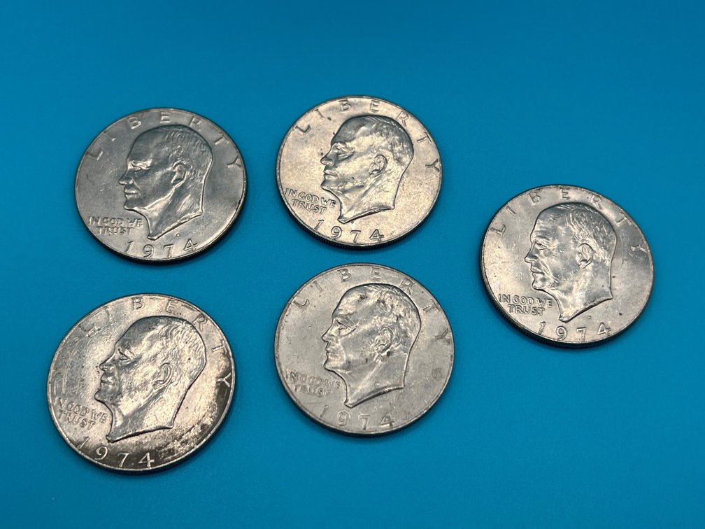 5 - 1974 Eisenhower Dollar Coins