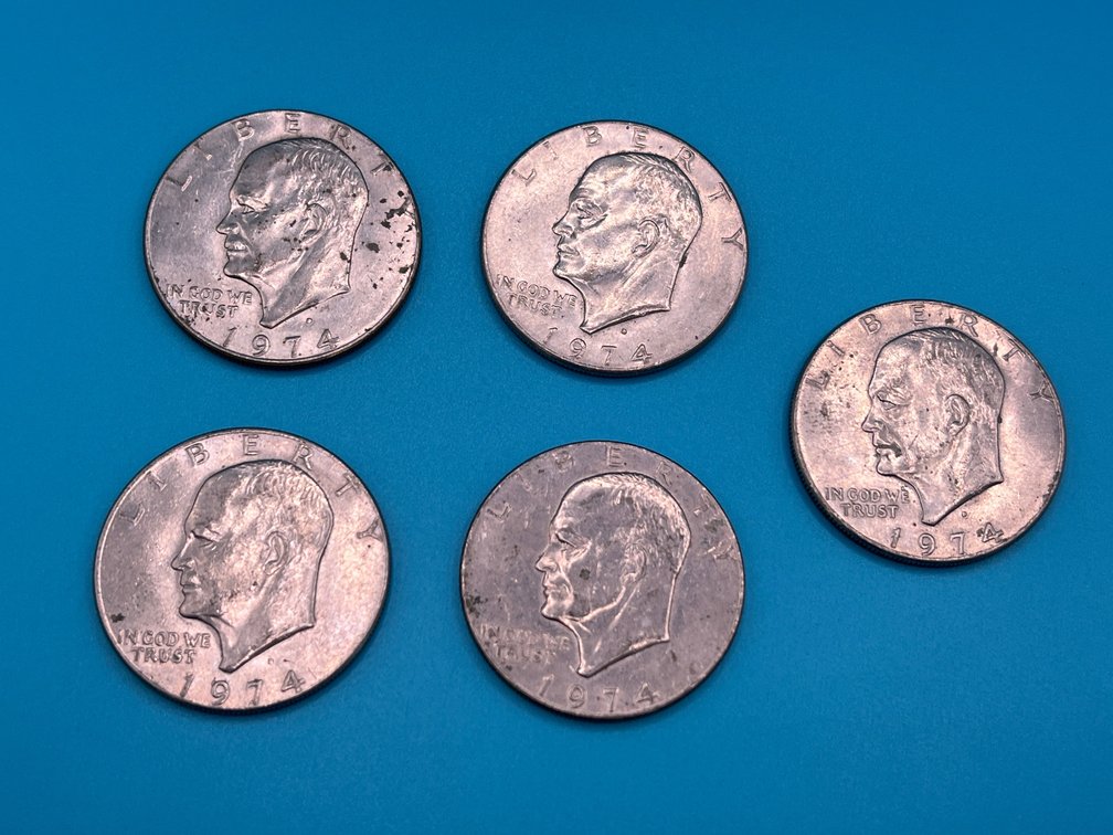 5 - 1974 Eisenhower Dollar Coins