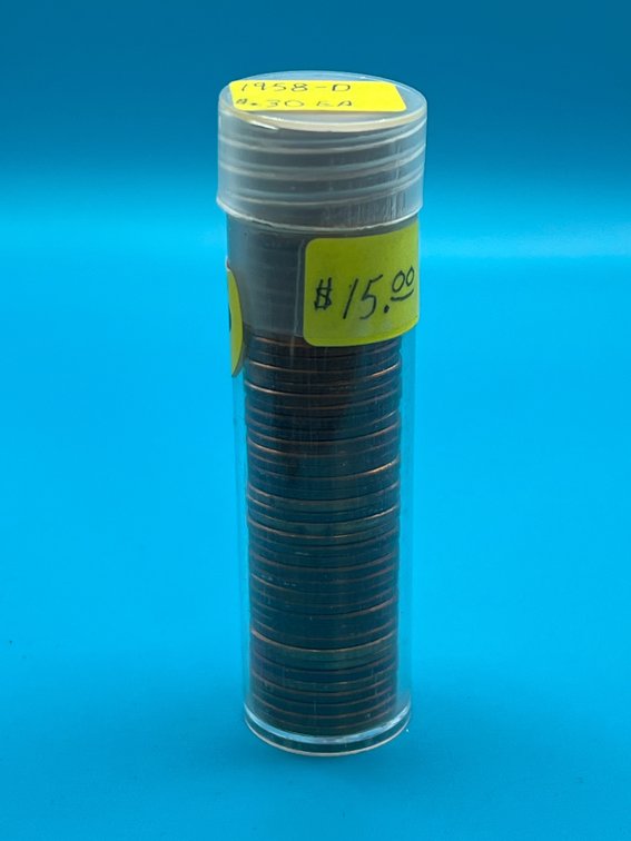 Tube of 1958D Wheat Cents