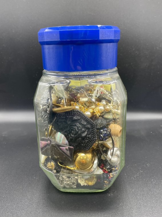 Jar of Assorted Vintage Jewelry
