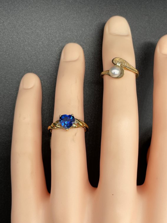 2 Pcs - 10K Gold Ring 2.2 Grams w/Diamond &