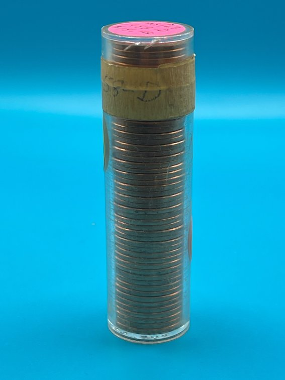 Tube of 1958D Lincoln Wheat Cents - Marked as