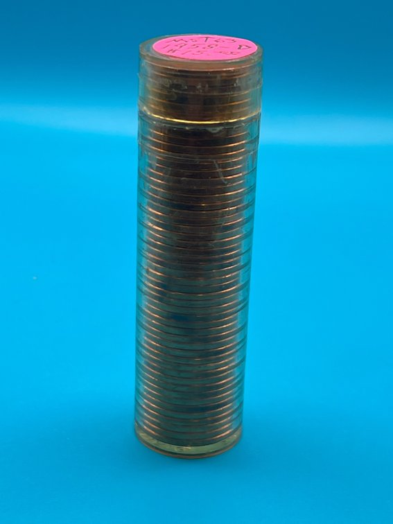 Tube of 1958D Lincoln Wheat Cents - Marked as