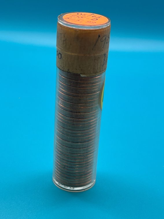 Tube of 1958D Lincoln Wheat Cents - Marked as
