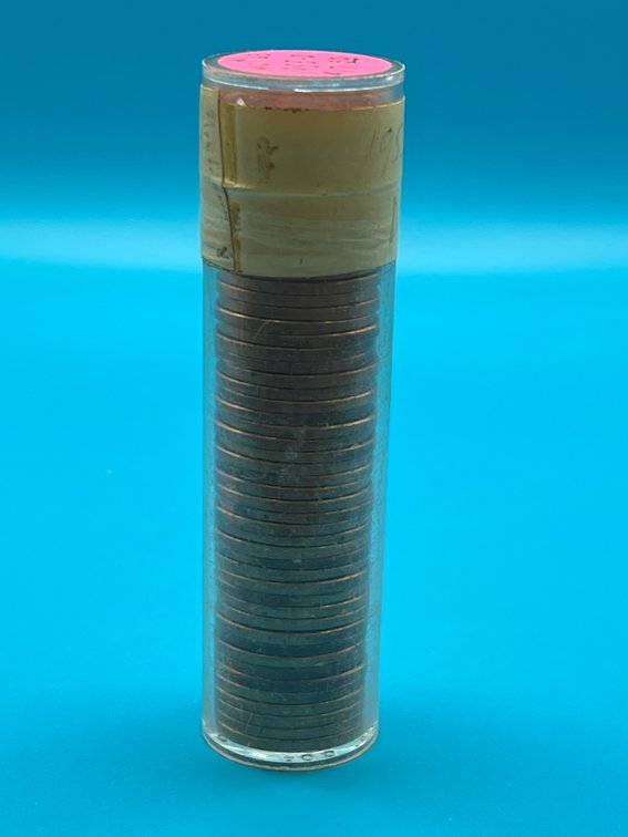 Tube of 1955D Lincoln Wheat Cents - Marked as
