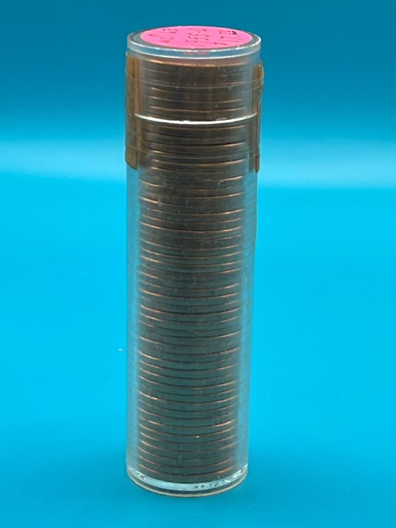 Tube of 1955D Lincoln Wheat Cents - Marked as