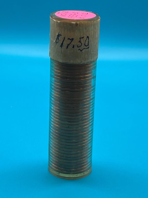 Tube of 1955D Lincoln Wheat Cents - Marked as