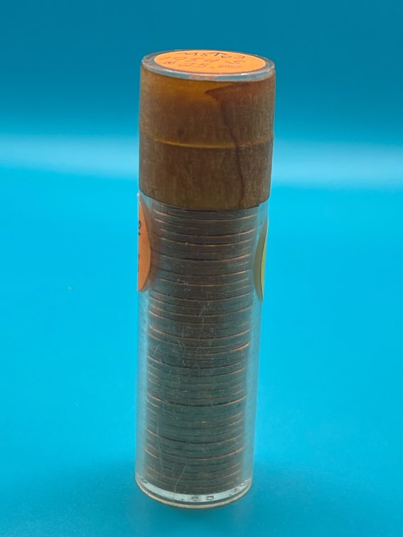 Tube of 1954S Lincoln Wheat Cents - Marked as