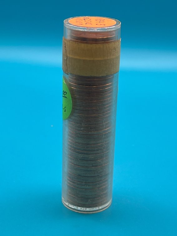 Tube of 1954S Lincoln Wheat Cents - Marked as