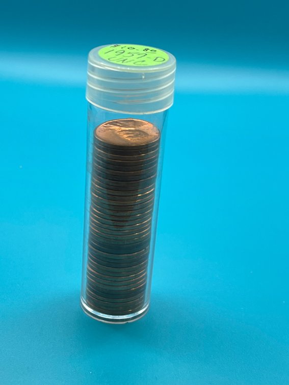 Partial Tube of 1957D Uncirculated Wheat Cents